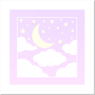 Kawaii Pastel Night Sky Posters and Art